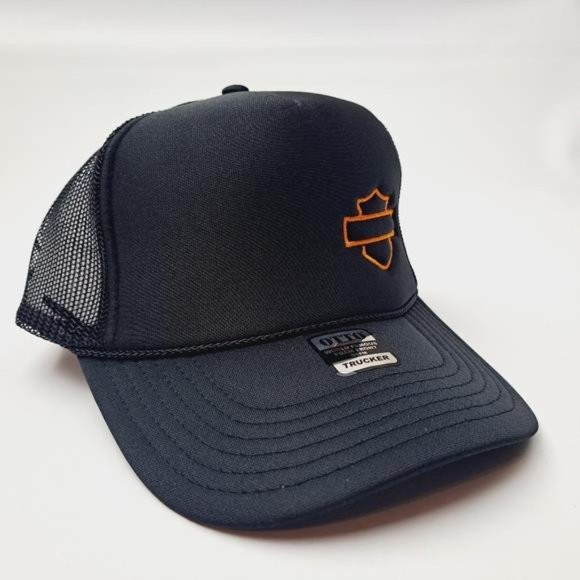 Harley Davidson Bar & Shield Foam Trucker Mesh Snapback Cap Hat Black HD Biker - Picture 3 of 4